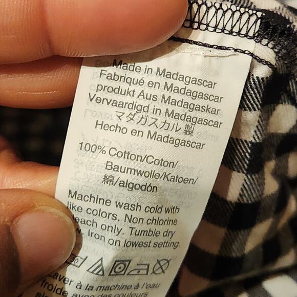 J.CREW Sz M Gingham Flannel Long Sleeve Funnel Neck Dress Ruffle Hem Jewel Hint - Picture 8 of 10